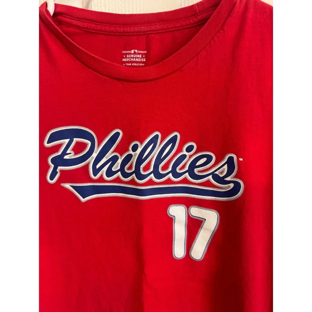 Rhys Hoskins #17 Philadelphia Phillies Youth XL 16/18 Red MLB T Shirt - Picture 2 of 5